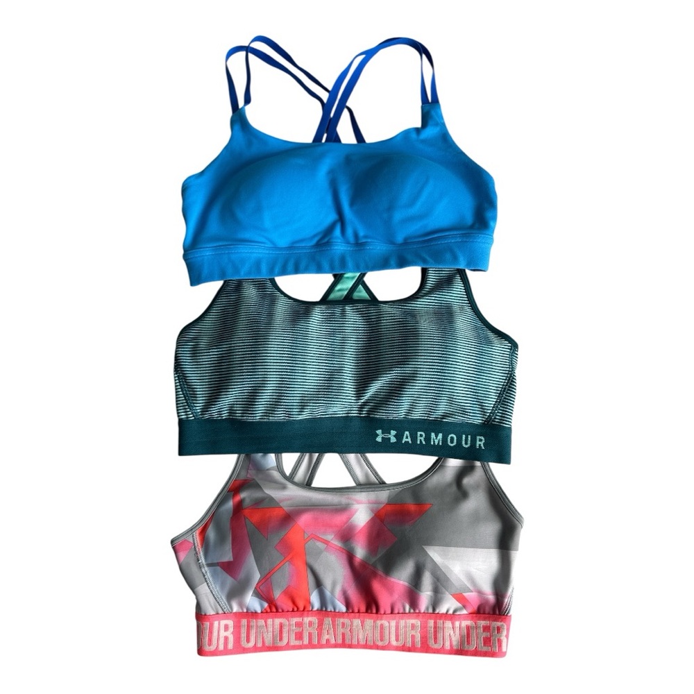 Bundle of 3 Under Armour Trio Sports Bras - Blue, Teal, Pink